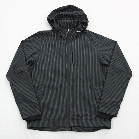 Lululemon Full Zip Vented Performance Reflective Jacket Black Striped Size L